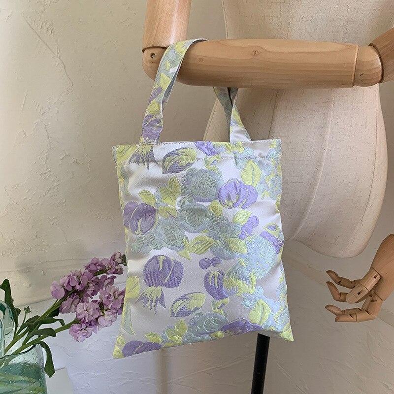 Vintage Doek Vrouwen Kleine Handtassen Jacquard Stof Dames Mini Handvat Tote Tas Mode Bloem Vrouwelijke Evening Clutch Purse: G