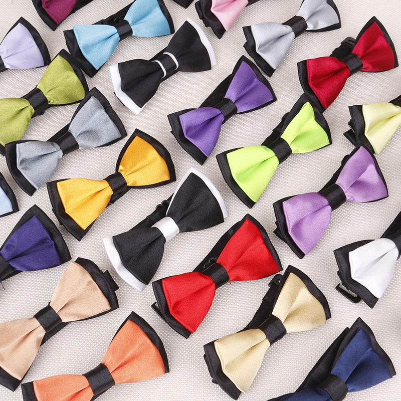 Nœud papillon pour enfant, vêtement classique, couleur unie, réglable, boutonné, deux tons, bleu, rouge, pour plus d'ingéniosité