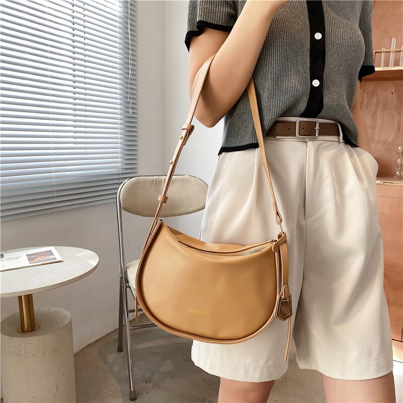 Casual Solid Color Small Crossbody Bags for Women Simple PU Leather Letter Shoulder Bag Ladies Purses and Handbags