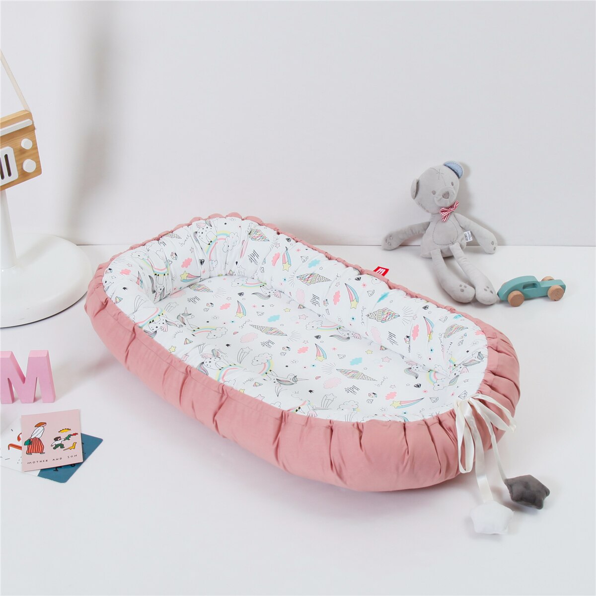 85 x 50cm bærbar babynest nyfødt krybbe vugge pude pude aftagelig seng spædbarn vugge cuna