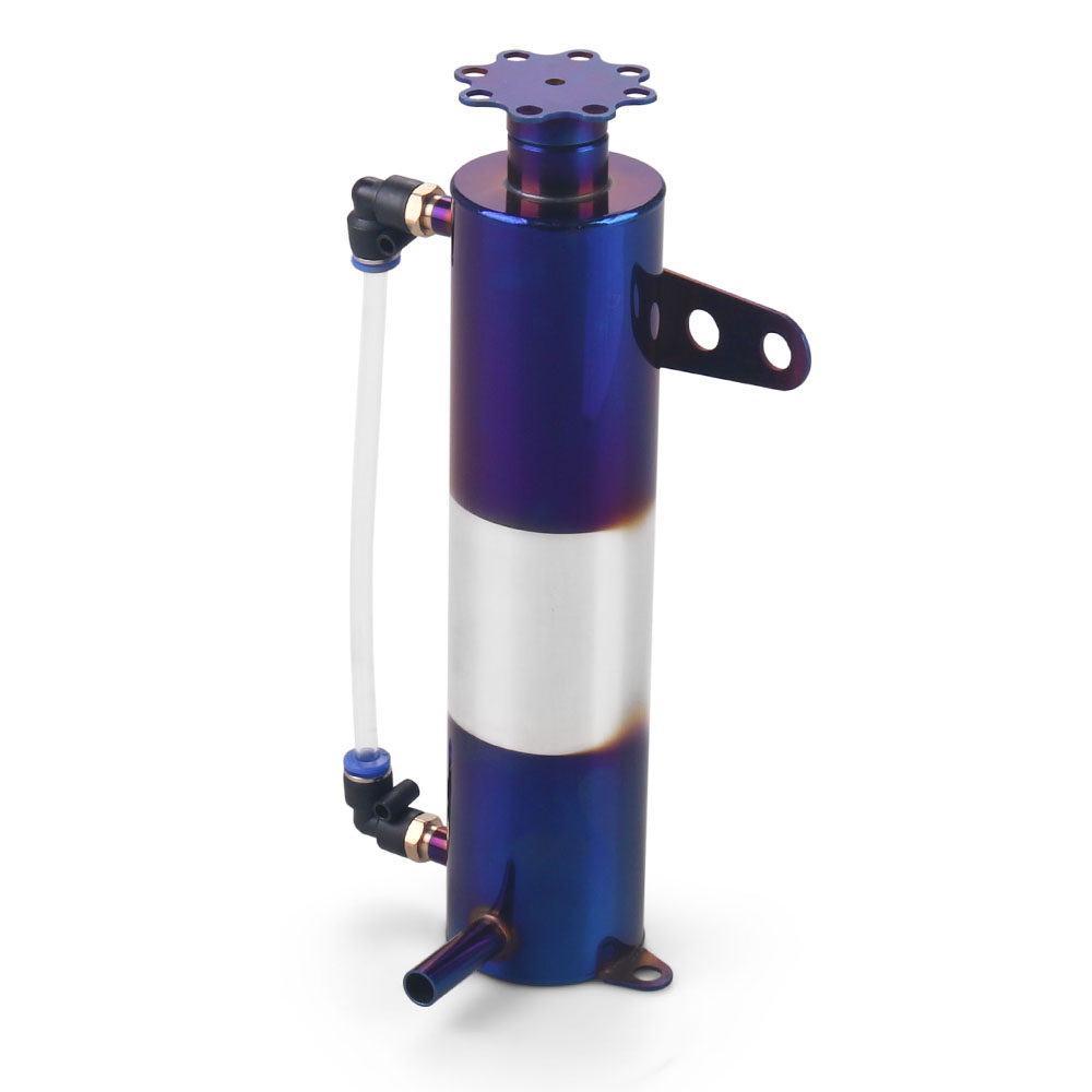 Radiador cilíndrico universal 400ml, refrigeração de líquido refrigerante, tanque de captura de alumínio azul queimado, reservatório de transbordamento