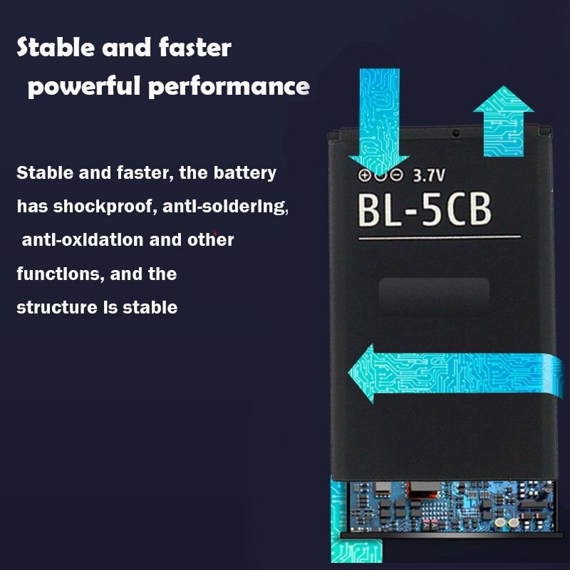 BL-5CB BL5CB Lithium Phone Battery For Nokia 3108 2135 6086 6108 6230 6820 7610 N72 N91 100 101 103 105 109 111 113 1000 1282