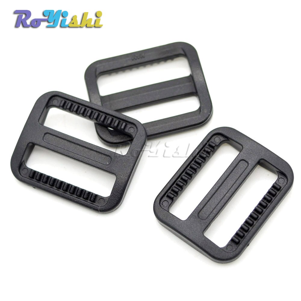 10pcs/pack 1" Black Plastic Slider Tri Glide Adjustable Buckles Webbing Size 25mm