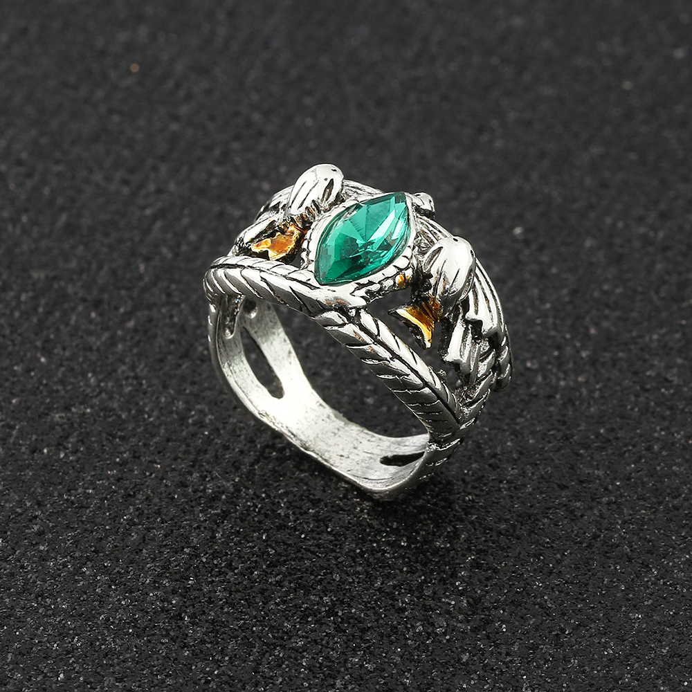 Bague de seigneur de Barahir, Aragorn, Gondor, bagues en cristal vert, créativité cosplay, bijoux de personnalité, pour hommes