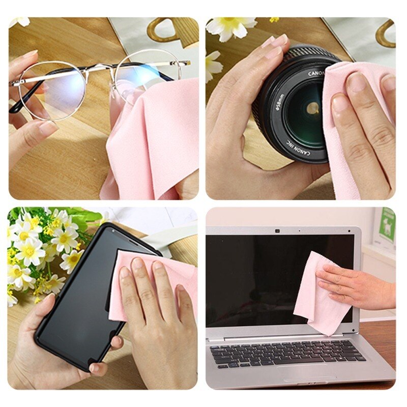 5pcs panno per occhiali in pelle scamosciata schermo del telefono cellulare panno per la pulizia dei gioielli panno per la pulizia degli occhiali panno per la pulizia delle lenti in microfibra