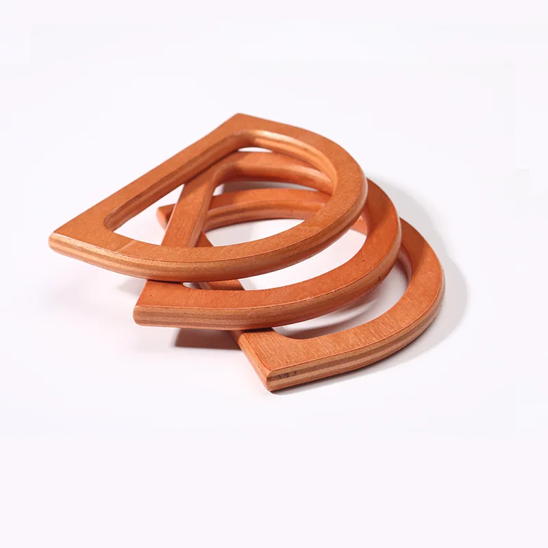 1 st träväskhandtag handväska väskram d-ring form ersättning gör-det-själv väskdelar tillbehör: Antik mässing