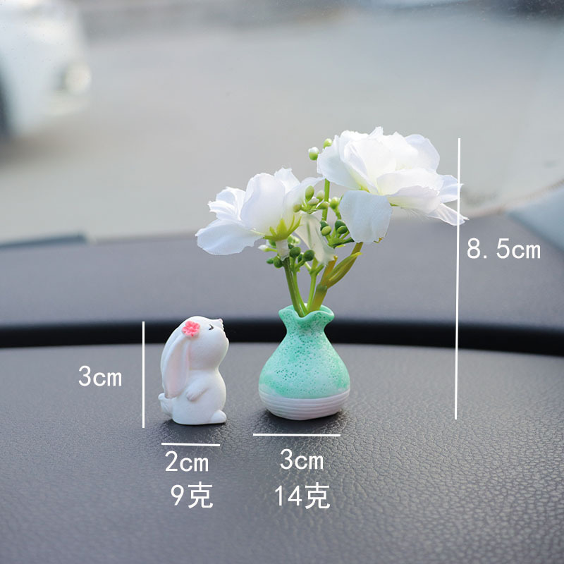 Adornos bonitos para decoración Interior de coche, flores con olor, conejito, tablero decorativo para coche: Plata