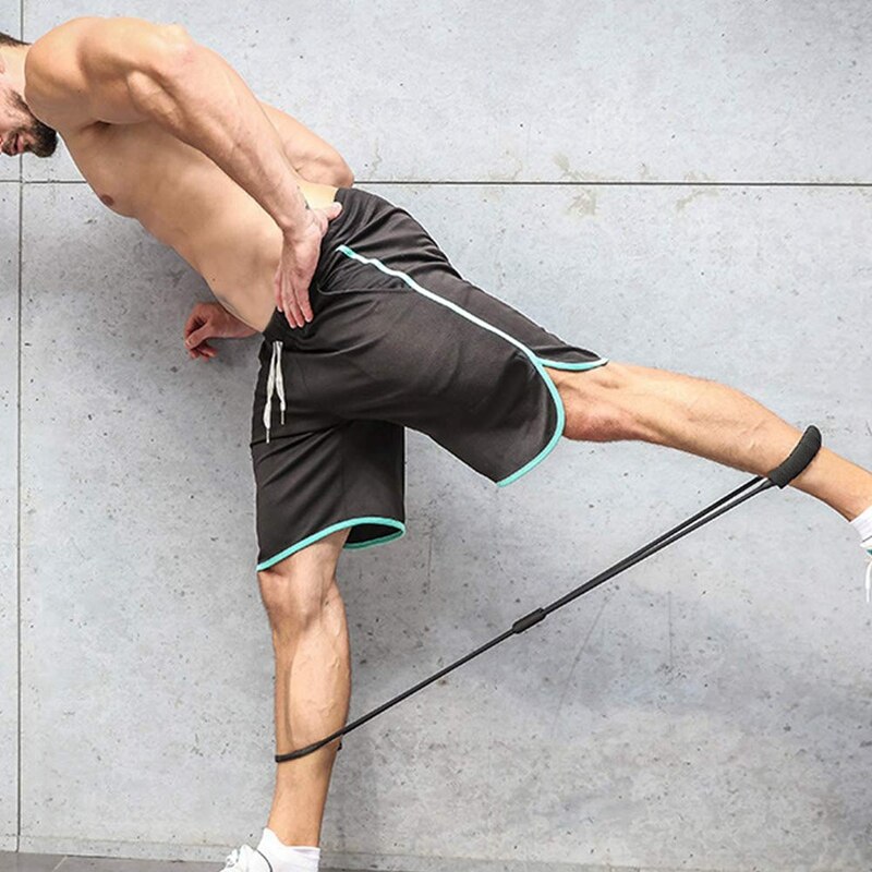 8 Fitness Resistance Band with Handles Pure Barre Workout Chest Arm and Shoulder Stretch Bands Exercise Equipment Black