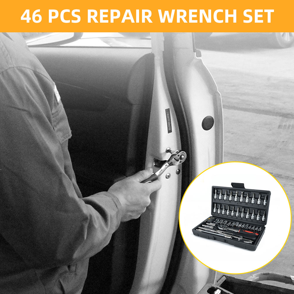 46 PCs Set Wrench Hand Tool Set Car Repair Tool Kit Set Home Mechanical Tools Ratchet Torque Wrench Socket Garage Tools Box Set