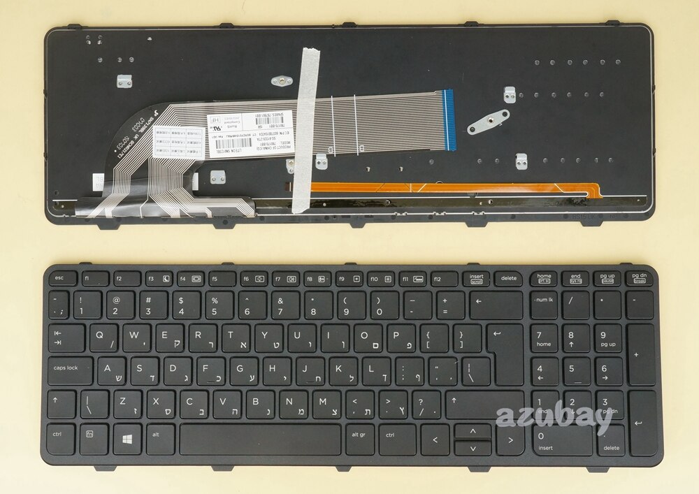 Russische Deutsch Französisch Schwedisch Finnische Hebräisch Koreanische Taiwan Türkische Bulgarische Tastatur für HP Probook 650 G1, 655 G1, hinterleuchtet: hebräisch hinterleuchtet