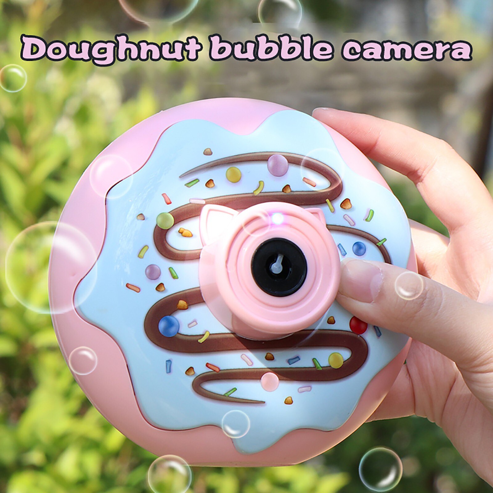 Kinderen Speelgoed Lichte Muziek Donut Bubble Camera Een-Knop Automatische Zeep Bubble Generator Hobby Verjaardag Speelgoed Voor Kinderen