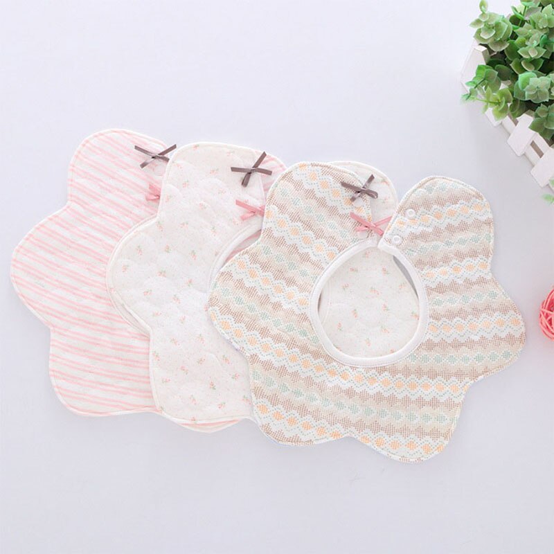 Style Flower Baby Bibs Bowknot Infant Baby Feeding Stuff Burp Cloth Cotton Baby Girls Boys Bandana Bibs Soft Baby Stuff