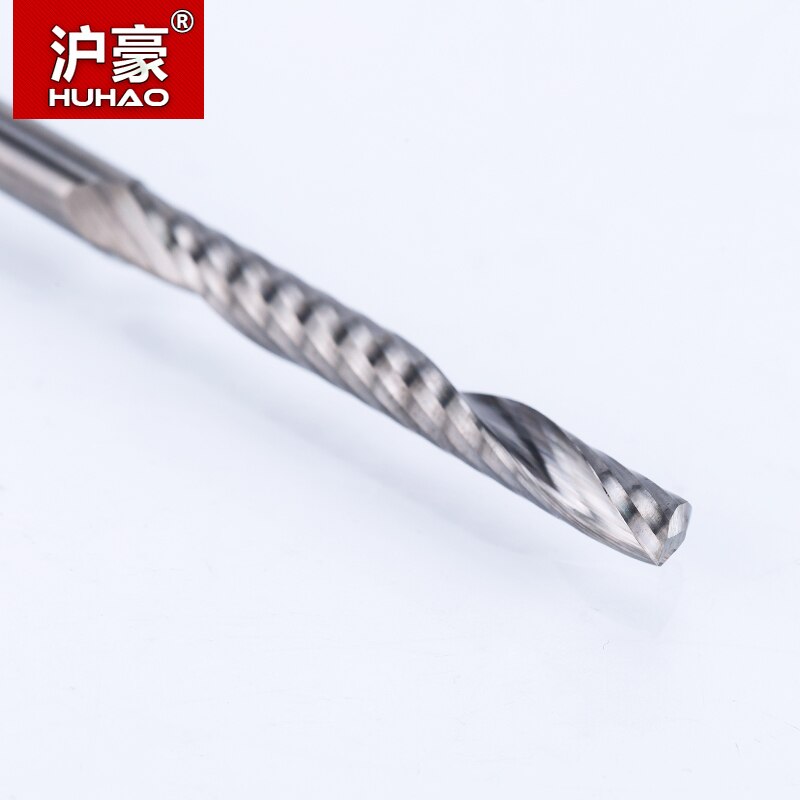 Huhao 1pc cnc pinnfrässkaft 4mm spiralfräs med en flöjlig tugster stålfräs för mdf hårdmetallfräs för trä