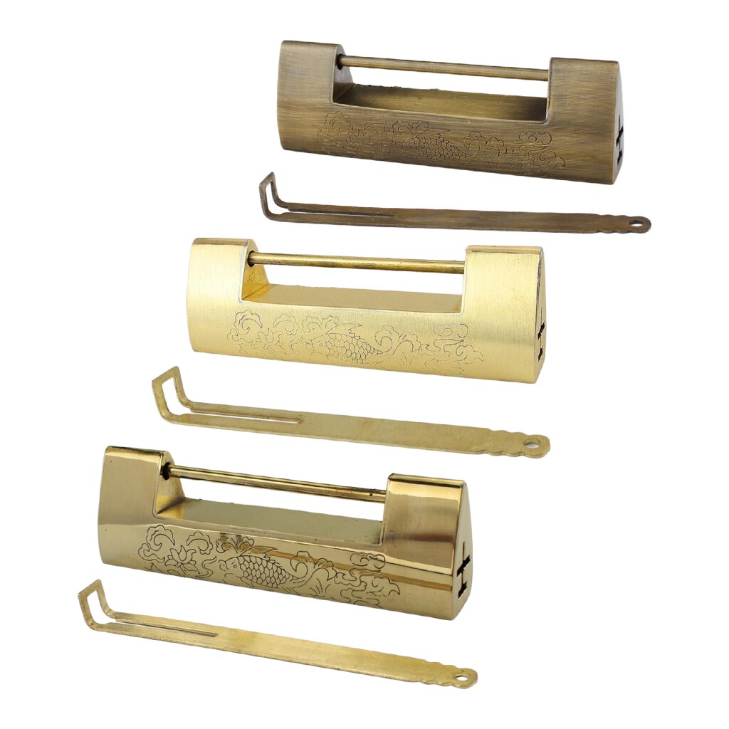 Alte Chinesische Schloss, Schmuck Kasten Schublade Jahrgang Geschnitzte Günstigen Fisch Blatt Vorhängeschloss Schloss mit Schlüssel