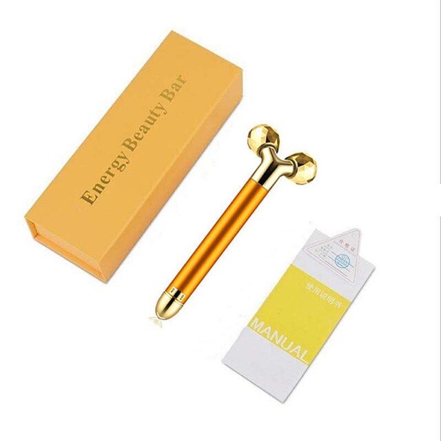 Appareil de soins de beauté multifonction, rouleau de anciers de massage facial 24k, barre d'énergie dorée 3D, masseur vibrant pour outil de beauté: Bleu
