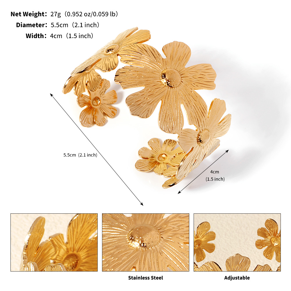 Gold Titan Offene Armreif 18K Edelstahl Party Hochzeit Armreifen Für Frauen Hand Schmuck Elegantes: Hellgelb Gold Farbe