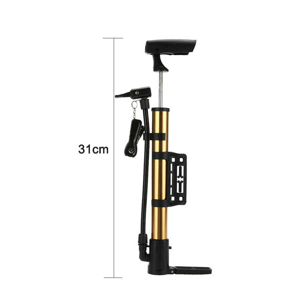 Portable Bicycle Pump Aluminum Mini Bike Floor Pump American/Dunlop Valve Universal Bicycle Tire Inflator Cycling Accessories: Gold
