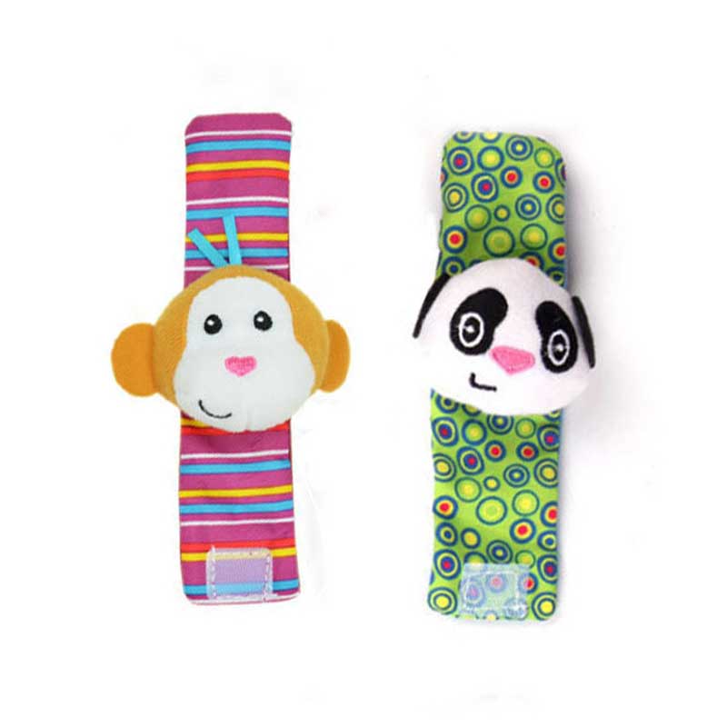 Toepassen Op Van 0 Tot 24 Maanden Oude Baby Sokken En Polsbandjes Rammelaar Cartoon Dieren Zebra Herten Bee Kever Aap leuke Baby Sokken: 1 pair wrists 2
