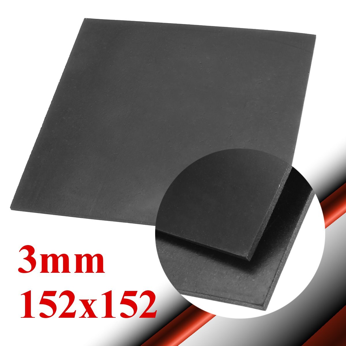152 x 152 x 3mm svart silikongummiduk svart silikonskiva gummi matt platta silikonduk för kemisk värmebeständighet