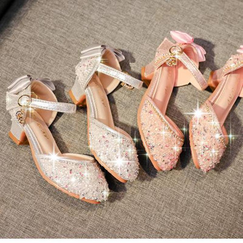 Zapatos de suela blanda de cristal para niñas pequeñas, sandalias individuales de baile de cristal, de princesa, para verano, B756
