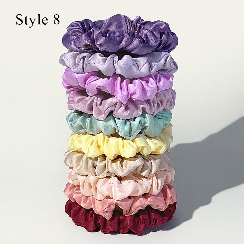 Gomas para el cabello de seda rosa para mujer y niña, banda elástica para el cabello de Color sólido, coleteros, accesorios para el cabello elegantes, 6/10/20 piezas: Azul