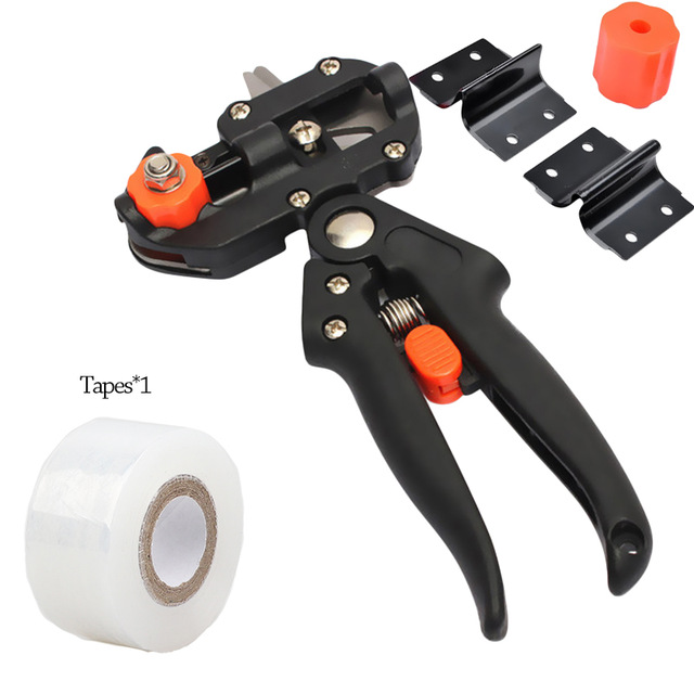 Garden Grafting Pruner Grafting Set Kit Farming Fruit Tree Pruning Shears Scissor Vaccination Plant Fruit Tree Cutting Machin: Black with one tapes