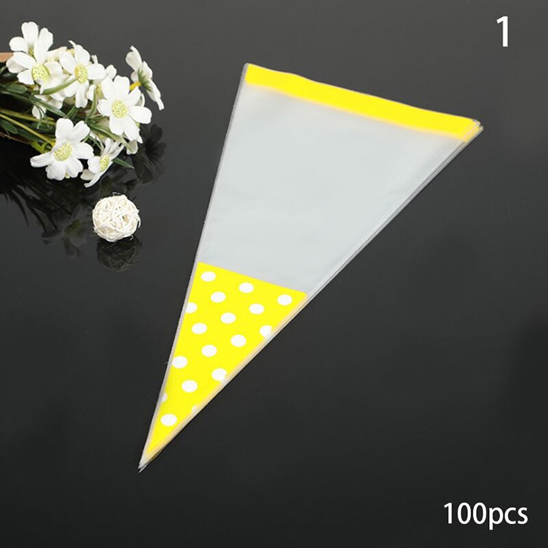100pcs Transparent Süßigkeiten Verpackung Taschen Hochzeit Geburtstag Party Dekoration Süße Zellophan Candy Tasche Kegel Lagerung Verpackung Tasche: I