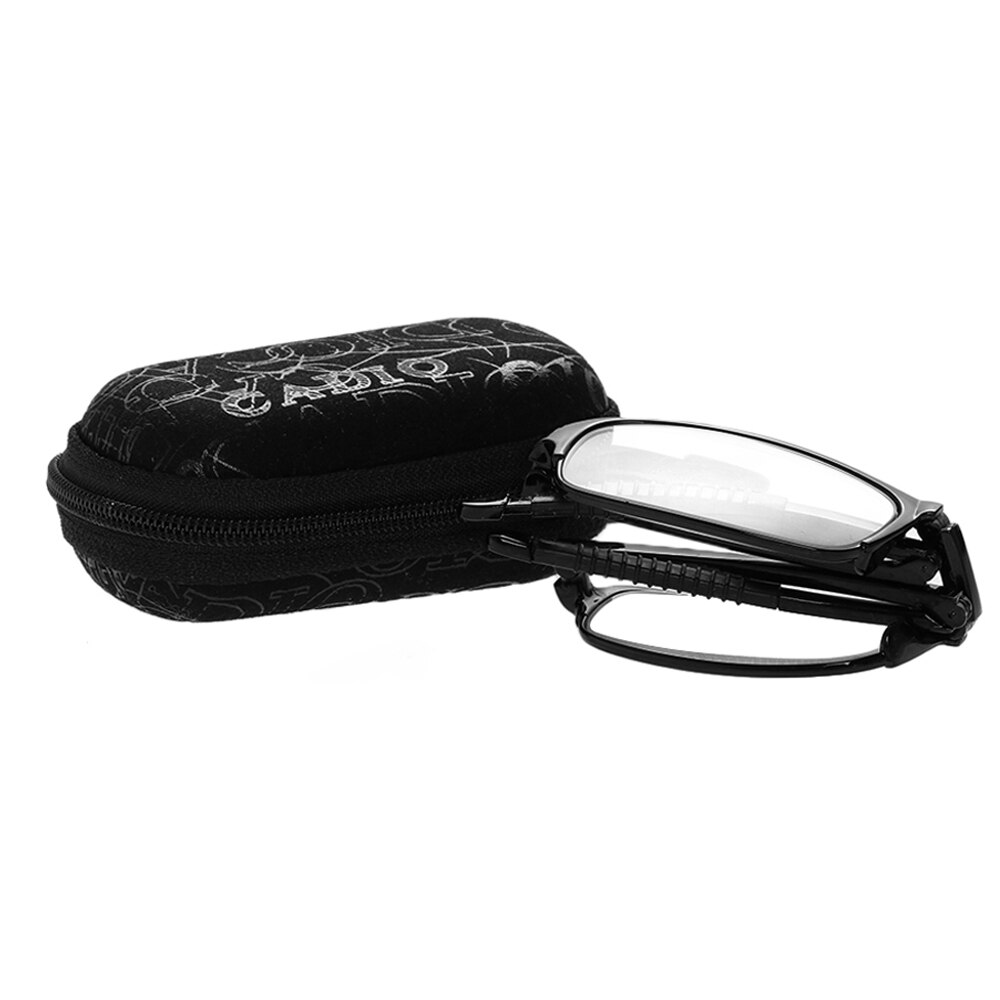 Gafas de lectura plegables con estuche, lentes transparentes TR90 para presbicia, lupa de anteojos, dioptrías + 1,0 ~ + 4,0