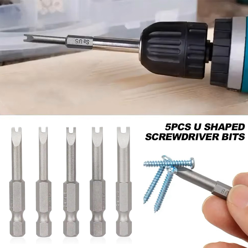 Magnetisk u-formad skruvmejselbitssats 1/4 " insex  s2 stål 50mm u4 u5 u6 u7 u8 u- typ skruvmejselbits spärrnyckel handverktyg