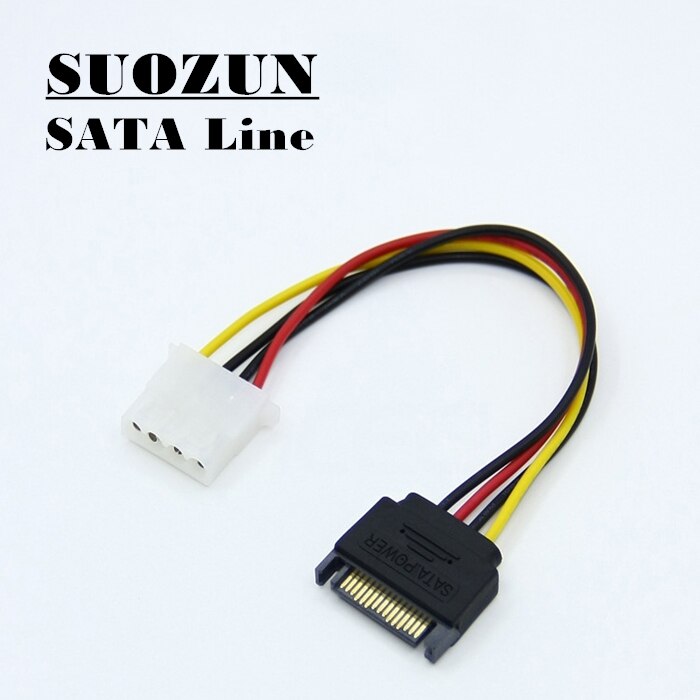 SUOZUN 4Pin IDE Molex naar 2 Serial ATA SATA Y Splitter Hard Drive Voeding Kabel