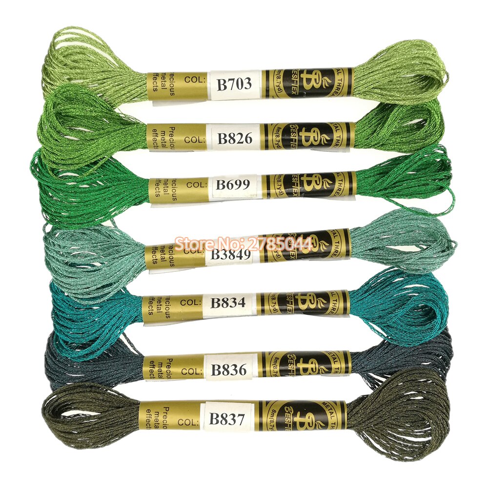 Sanbest Metallic Cross Stitch Thread Shiny Effect Embroidery Threads DIY Decor Hand Knitting Crafts Floss Sewing TH00042: New Combo 06