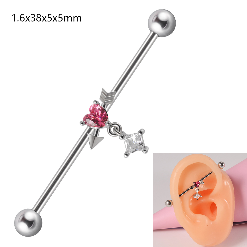 1 pieza de barra Industrial de circonio de acero quirúrgico, pendiente de puente Auricular largo de Animal bonito, joyería para Piercing corporal transversal para mujer