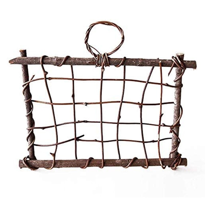 Rustic Style Air Plant Frame Holder Air Plant Rattan Frame Tillandsia Holder Wood Wall Frame Planter for Home Decor: L