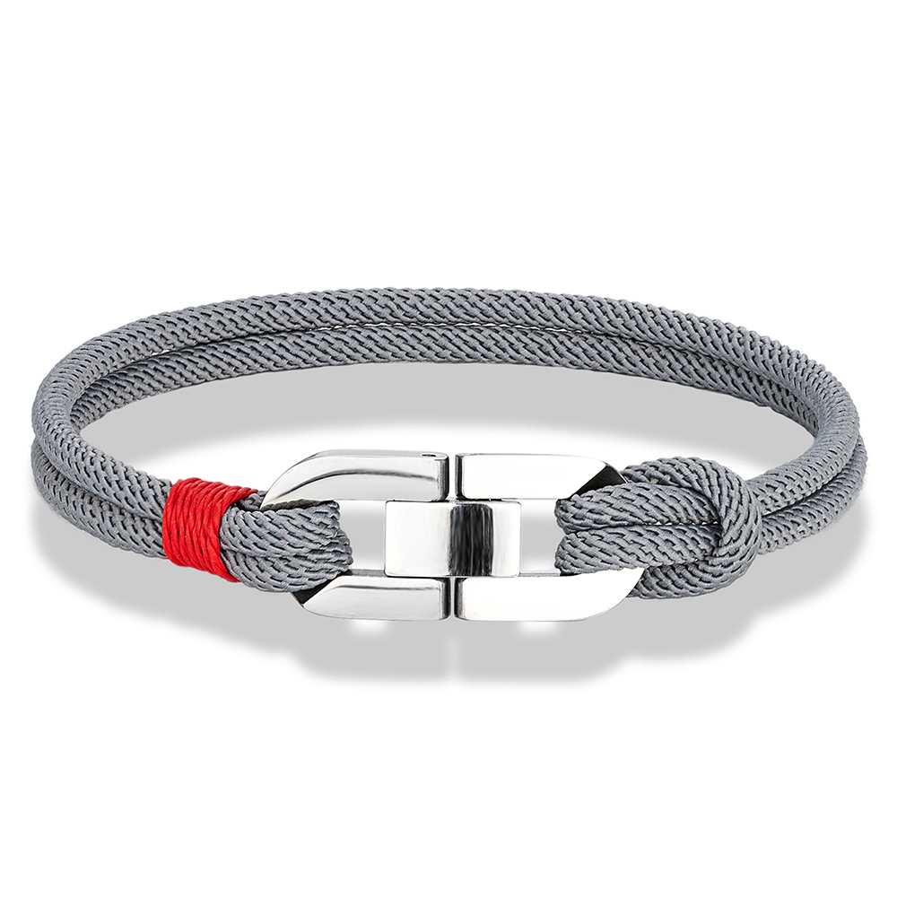 MKENDN Double Strand Braided Rope Bracelet Stainless Steel Cuban U-buckle Bracelets for Men Women Couple Jewelry: 17cm / Vermeil