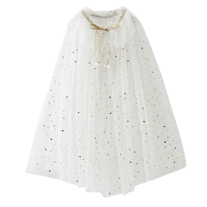 Capa de princesa colorida, capa de princesa con lentejuelas brillantes, vestido de fantasía de princesa, disfraz de , ropa de niña: Blanco / L