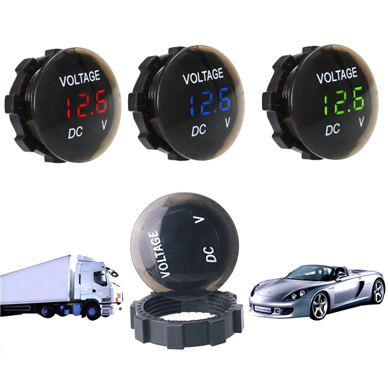 Medidor de voltaje de la motocicleta del coche con el Interruptor táctil impermeable redondo Auto medidor de voltaje del barco 12-24V LED voltímetro Digital del Panel