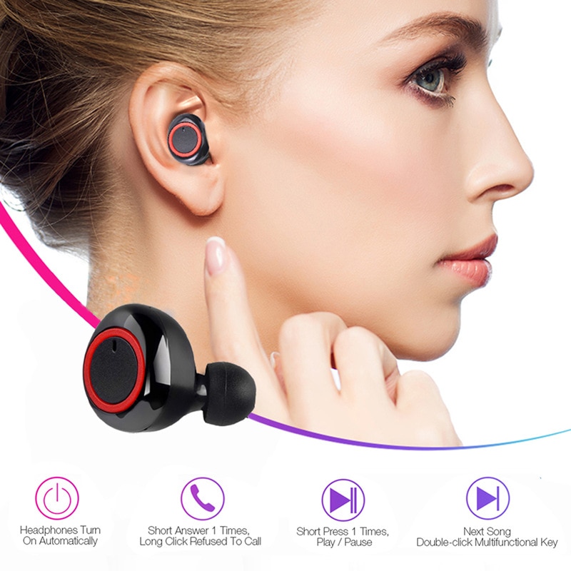 TWS 5.0 cuffie Stereo senza fili In-Ear cuffie Stereo Touch Control cuffie con cancellazione del rumore per Xiaomi Huawei Samsung