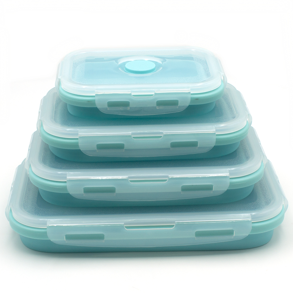 4 stuks Siliconen Vouwen Bento Box Inklapbare Draagbare Lunchbox voor Voedsel Servies Voedsel Container Voedsel Kom Voor Kinderen