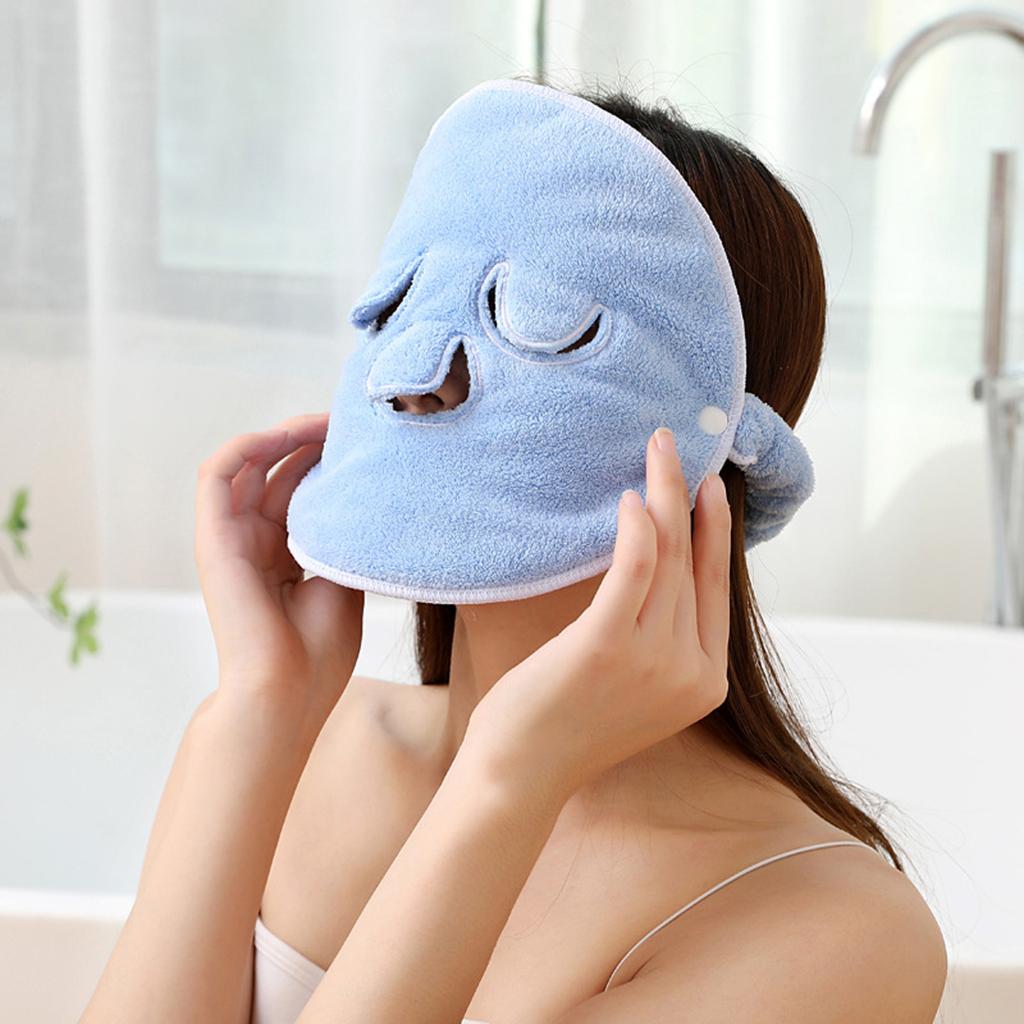 Facial Towel Mask Hydrating Rejuvenation Coral Fleece Beauty Salon Face Mask for Women Girls Sister - Single Hole Pink