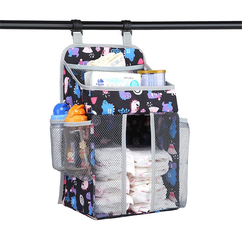 Baby Storage Organizer Hanging Crib Diaper Bag Foldable Large Gray Nappy Caddy Organiser For Changing Table Crib Playard Or Wall