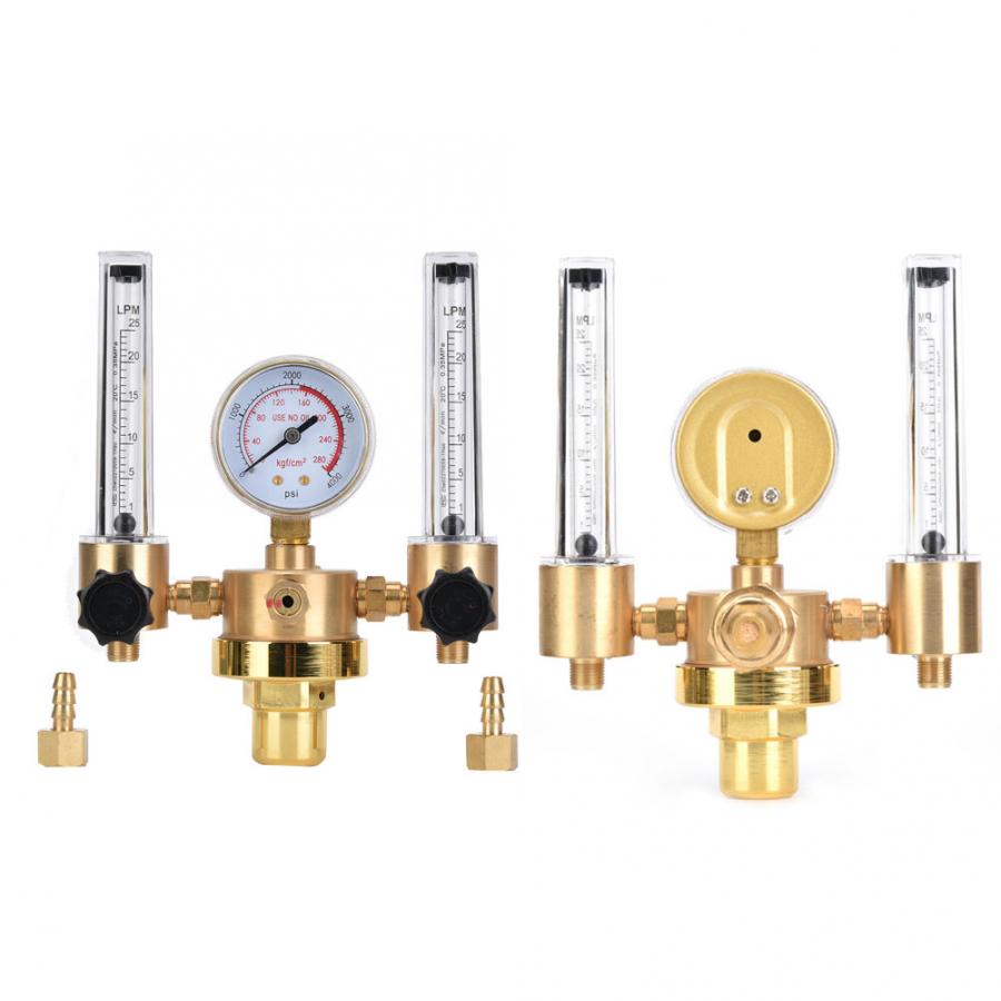 Dobbeltrør argon  co2 manometer trykregulator mig tig flowmåler kontrolventil gastryk reducerer  g5/8 udvendigt gevind til svejsning