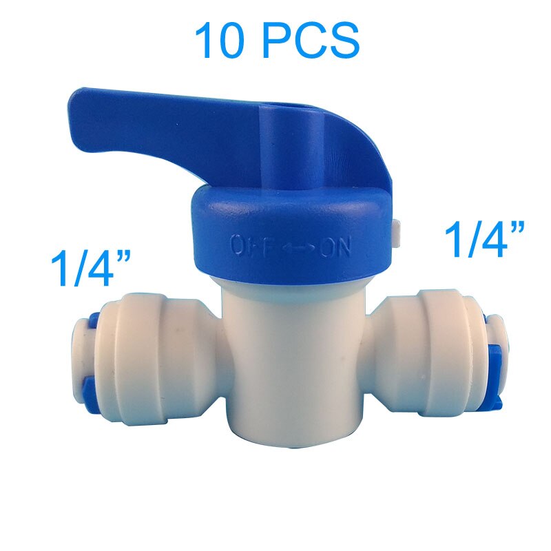 10 PCS Water Connect 1/4 inch Ball Valve Shut off Quick Connect for Water Reverse Osmosis System Aquarium Osmosis