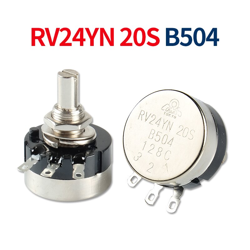 Rv24yn-b504 potentiometer og drejeknap 2w 500k ohm carbon film regulator batteri biljusterbar modstandskonsol reparationsdele