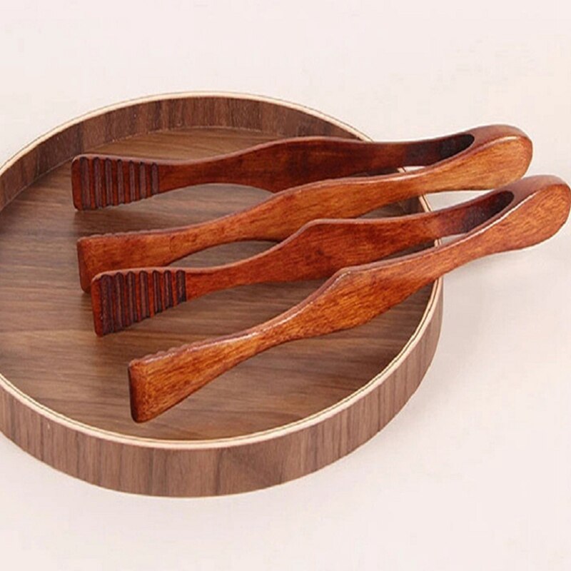 Cooking Kitchen Tongs Food BBQ Tool Salad Bacon Steak Bread Cake Wooden Clip Home Kitchen Utensil 2Pcs