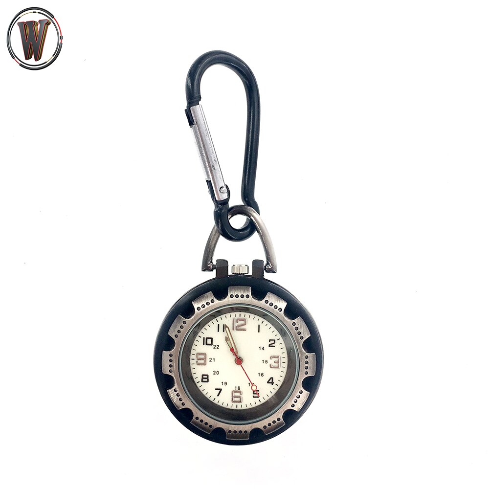 Vintga retro Glatte Schwarz Taschenuhr Bronze- Polnischen Quarz fob Taschenuhr Anhänger Karabiner Haken Clip Starke Leuchtende Uhr: Weiß Bronze-
