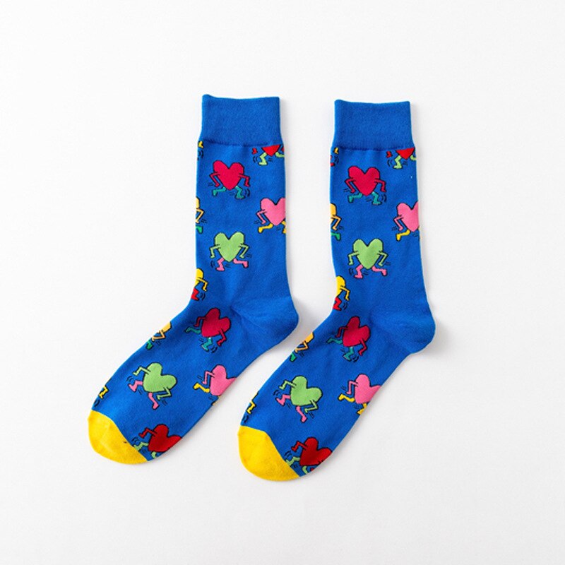 Eksplosjon sokker sau blader eggeskall kanin blader fjær primitiv ape ape lyn abstrakt Doodle bomullssokk jente: 008