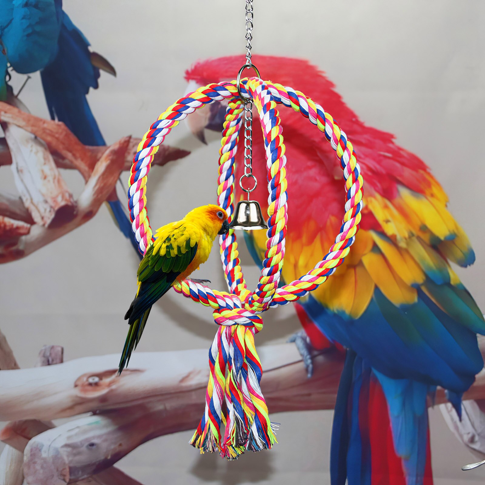Papegaai Touw Swing Staande Bar Huisdier Vogel Kauwen Klimmen Ring Speelgoed Voor Kooi Huisdier Vogel Speelgoed Vogelkooi Accessoires Huisdier decor Supplies