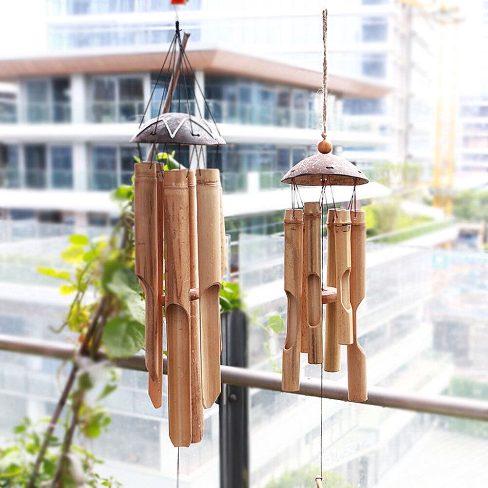 Wood Handmade Bamboo Wind Chimes Outdoor Living Wind Chimes Copper Wind Chimes Home Window Hanging Decoration XNC