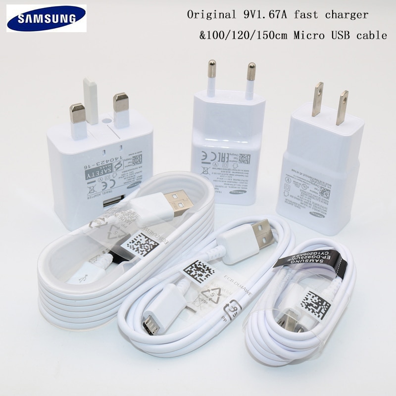 Samsung-cable Micro USB para S8, S8 +, S9, S9, Note8, note9, 100, 67a, EU/UK, 120/150cm