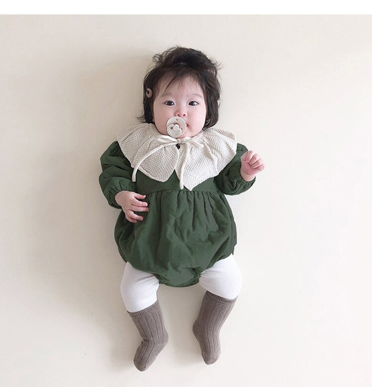 Winter Baby Meisjes Jongens Bodysuits Baby Solid Thicken Corduroy Lange Mouwen Warm Jumpsuit Trui Herfst Babybodysuit: Y9015green / 6M   66cm